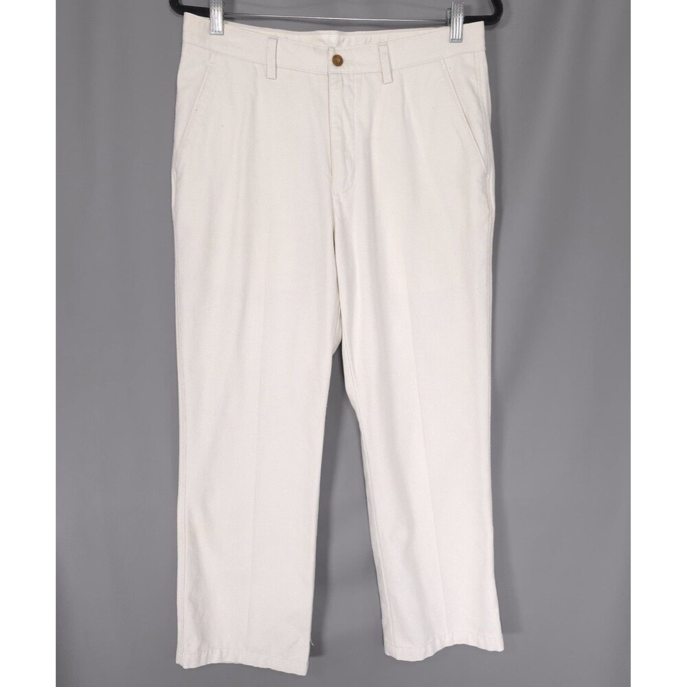 THREE CAMELS Men's Chino Pants 33 Cropped Casual White Cotton Classic Viagco